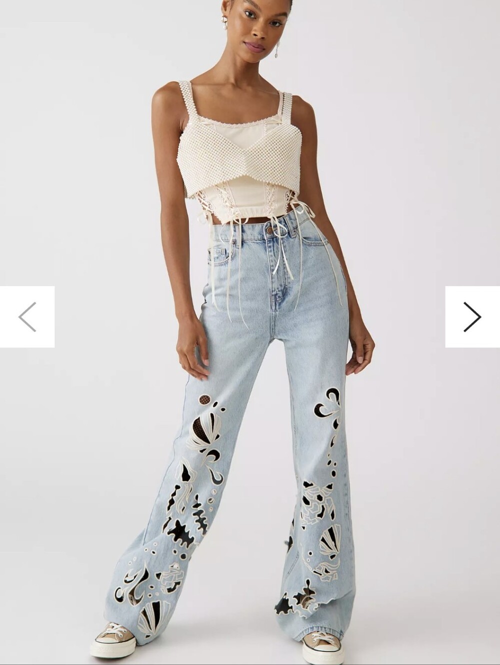 BDG Rare High Waisted Flare Jean Seascape Cutout Light Wash Size 26 Sold Out